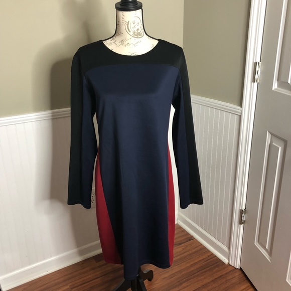 Cato Long Sleeve Blue Red Dress - Picture 8 of 9